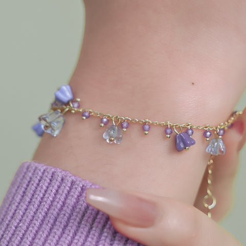 Purple Flower Charm Bracelet