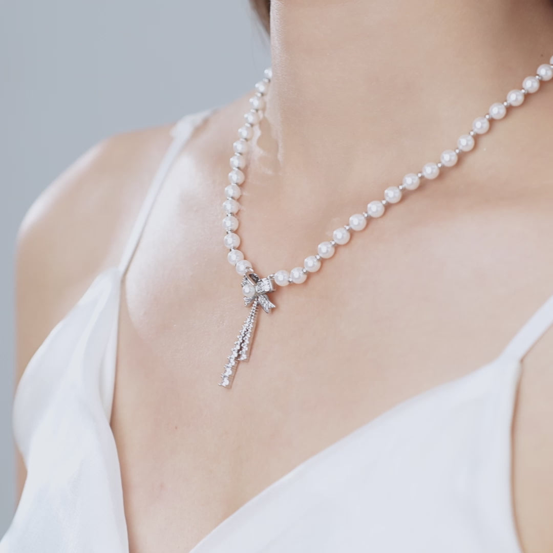 ネックレス・ペンダント Monday Edition _ Pearl Bow Necklace Pearl Bow Necklace For Women | J.Crew