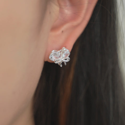 Heart Crystal Bow Earrings