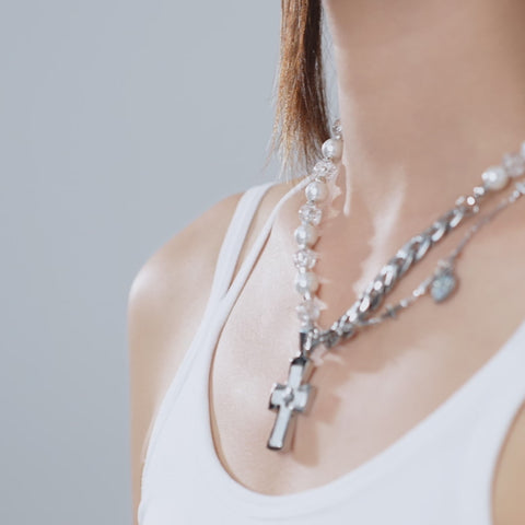 Cross Pearl Necklace