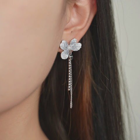 AsymBlue Crystal Drop Earrings