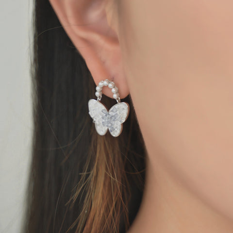 Butterfly Pearl Dangle Earrings