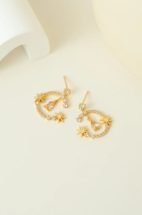 Gold Star Dangle Earrings