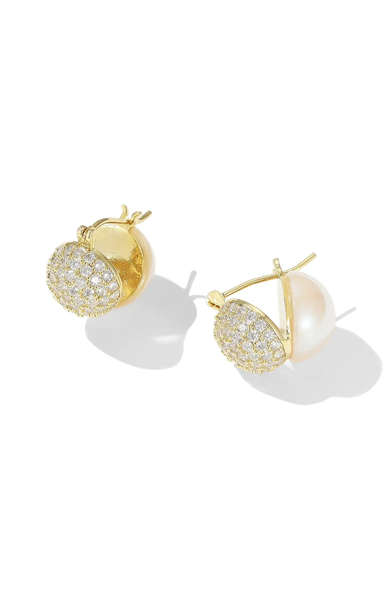 Pave Zircon Pearl Ball Earrings
