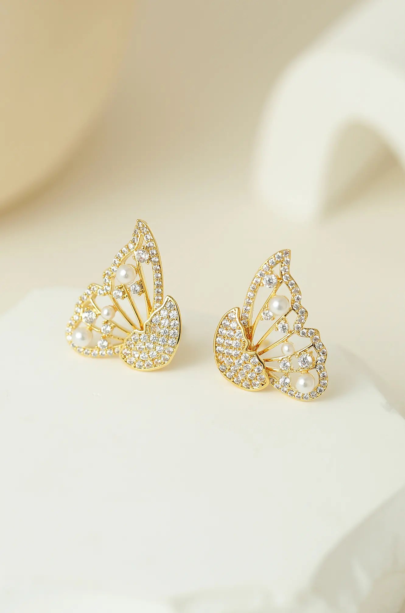 Pearl Butterfly Front Back Earrings
