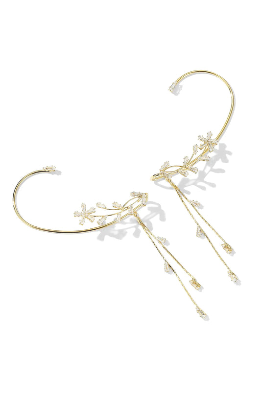 Gold Laurel Wreath Dangle Cuff Earring