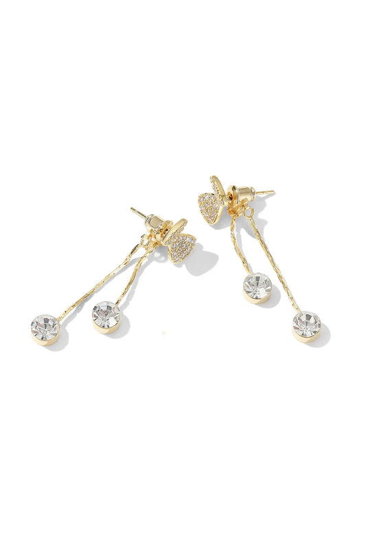 Gold Bow Front-Back Earrings