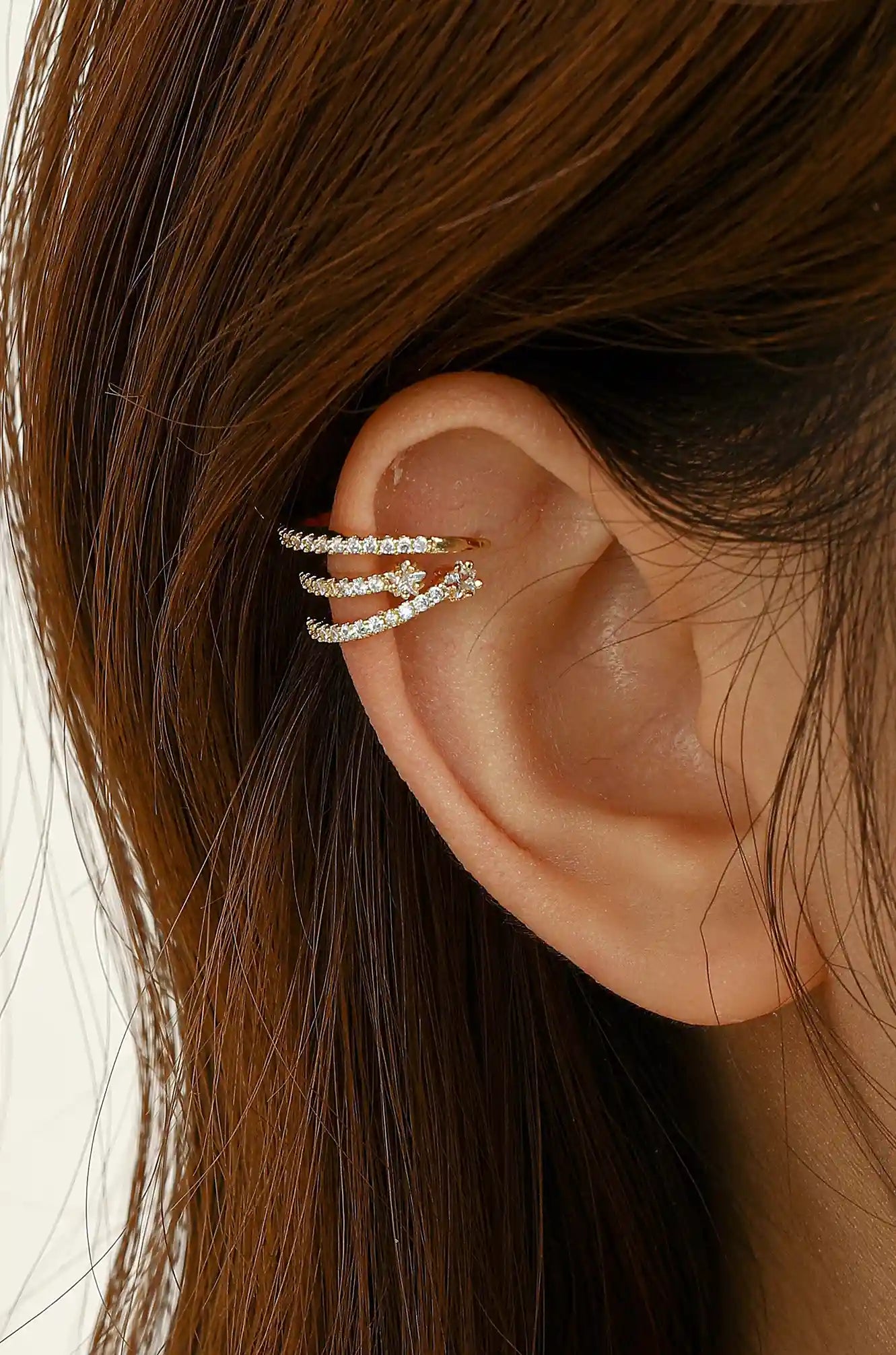 Three Layer Paved Earring Cuff