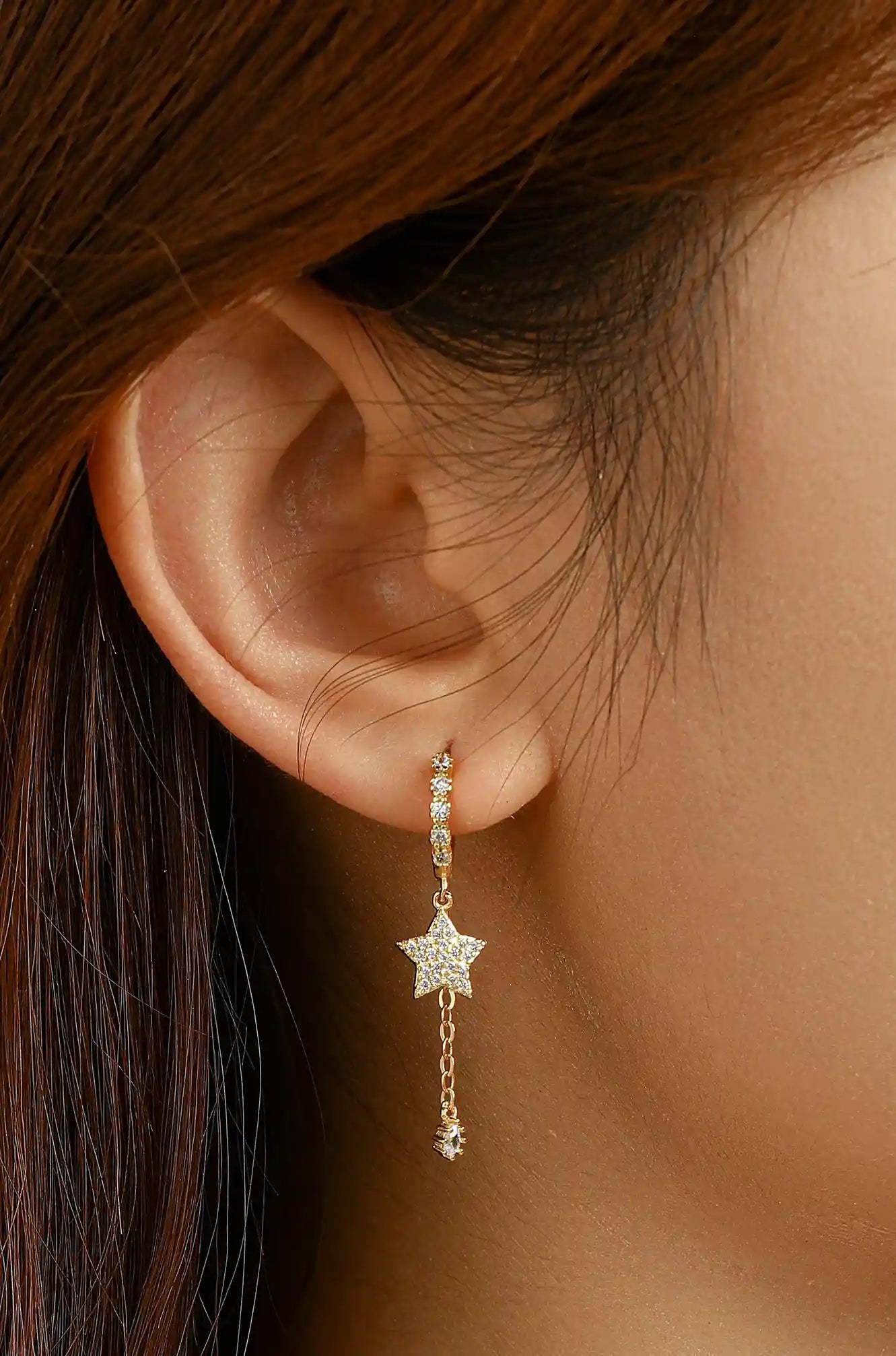 Sterling Silver Star Dangle Earrings