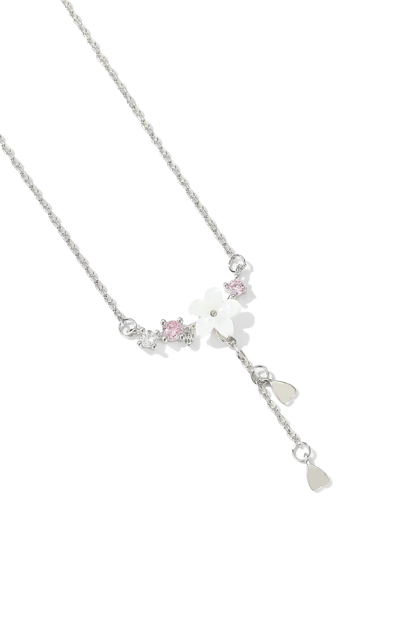 flower necklace, silver flower necklace