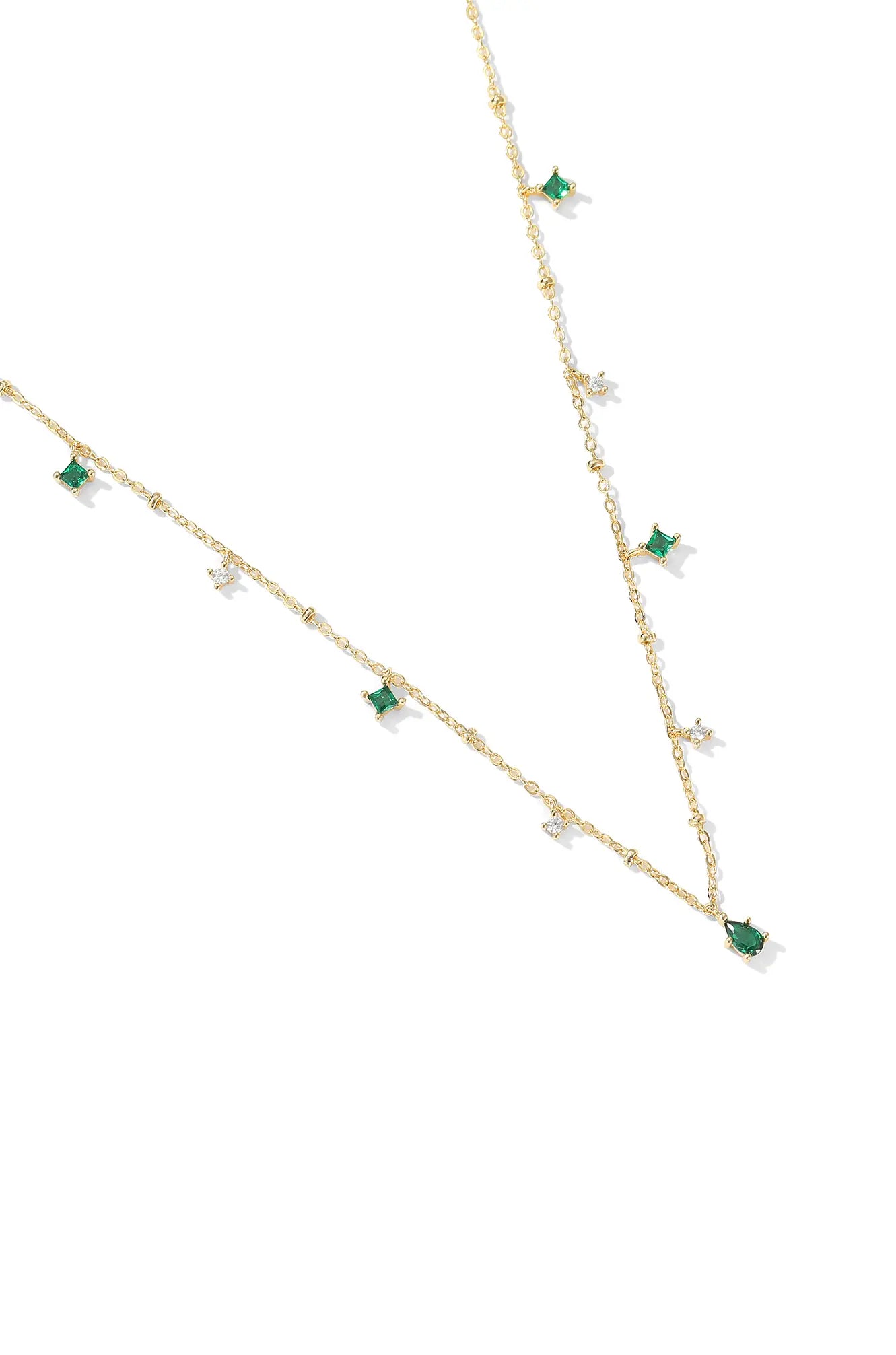 Emerald Green Station Chain Necklace
