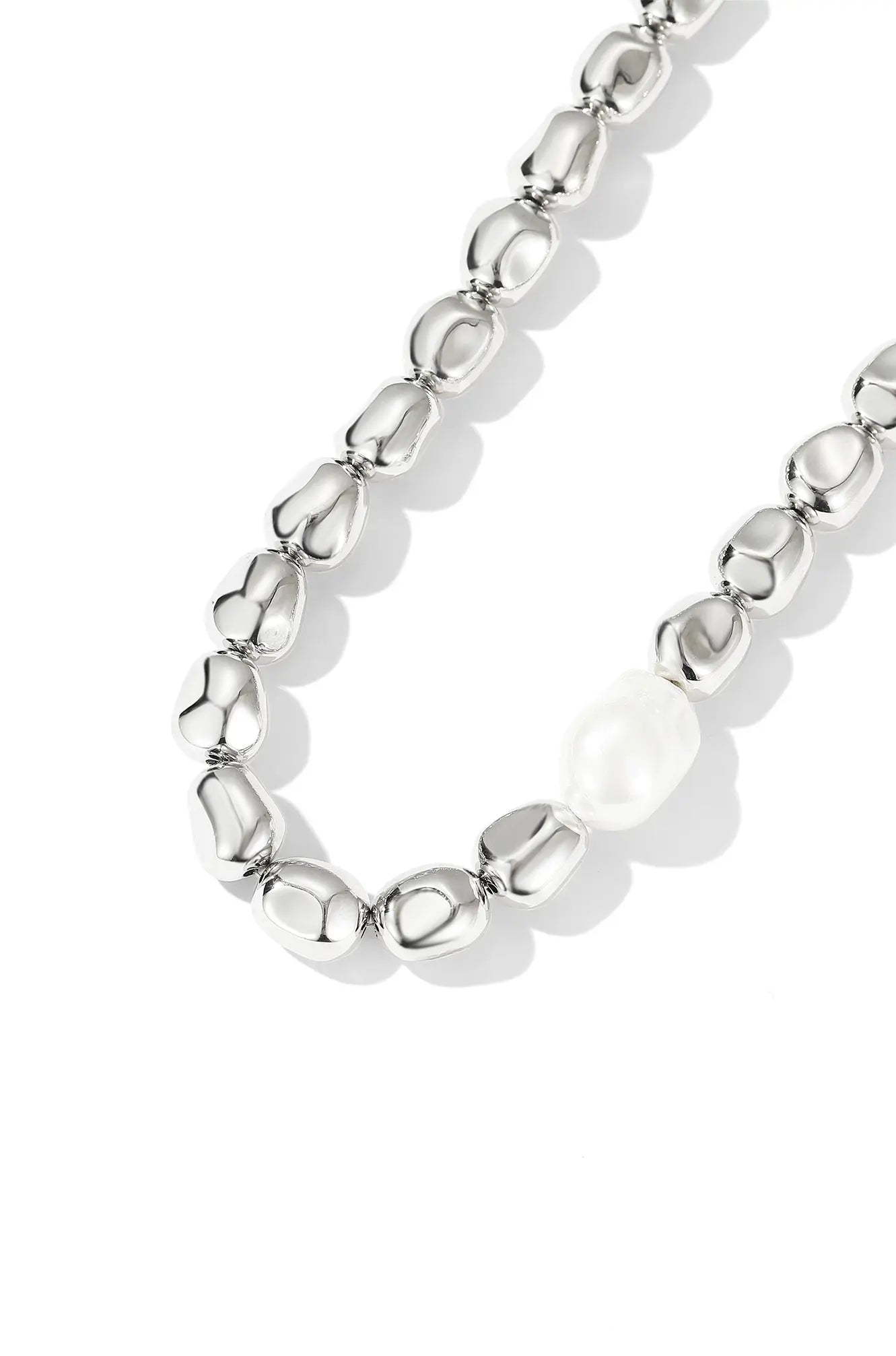 Polished Silver Bead Necklace