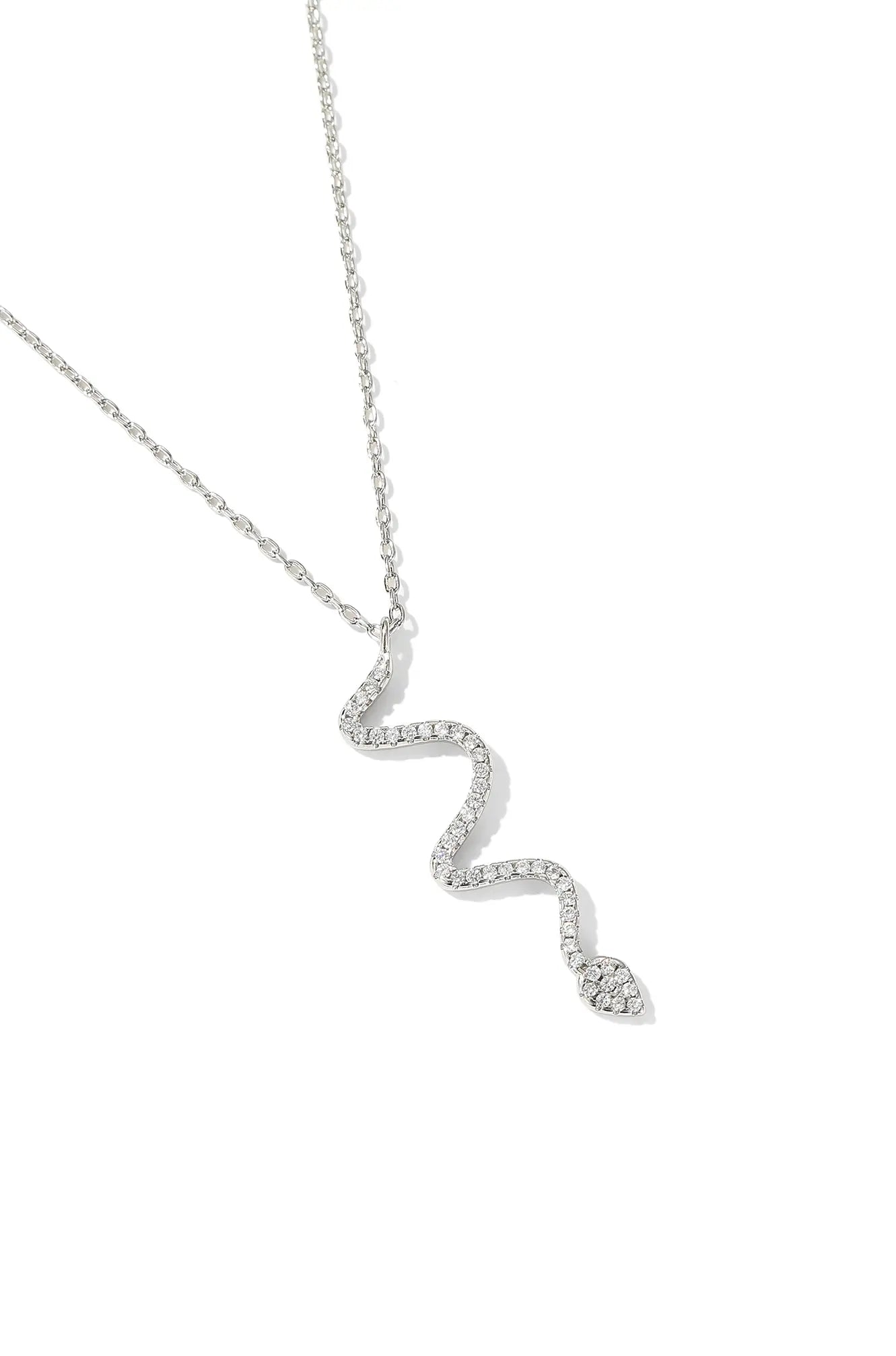 Collar de serpiente de diamantes de imitación de plata esterlina
