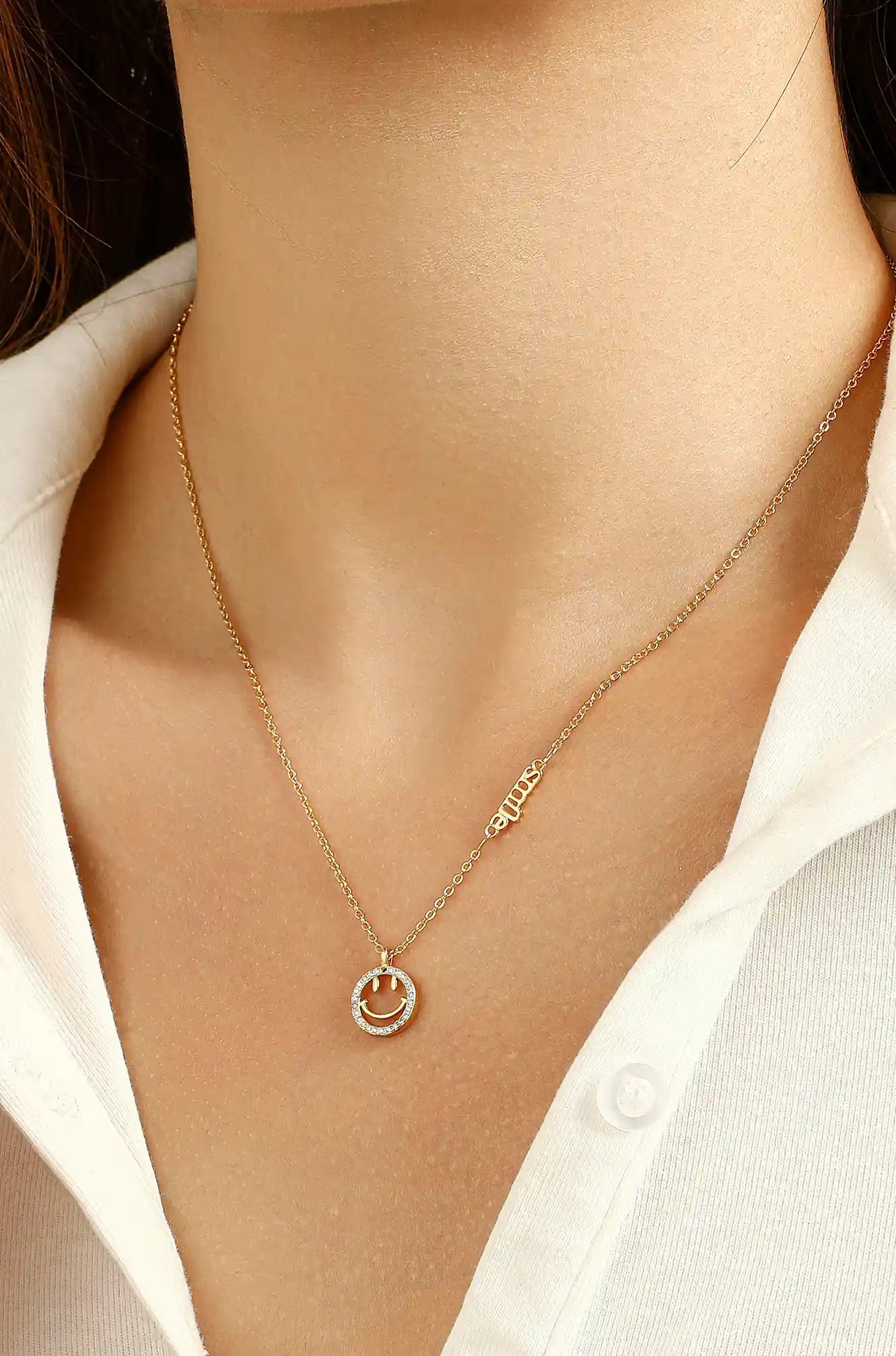 Gold Smiley Face Necklace