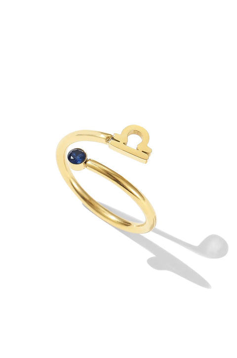 Libra Gold Charm Ring