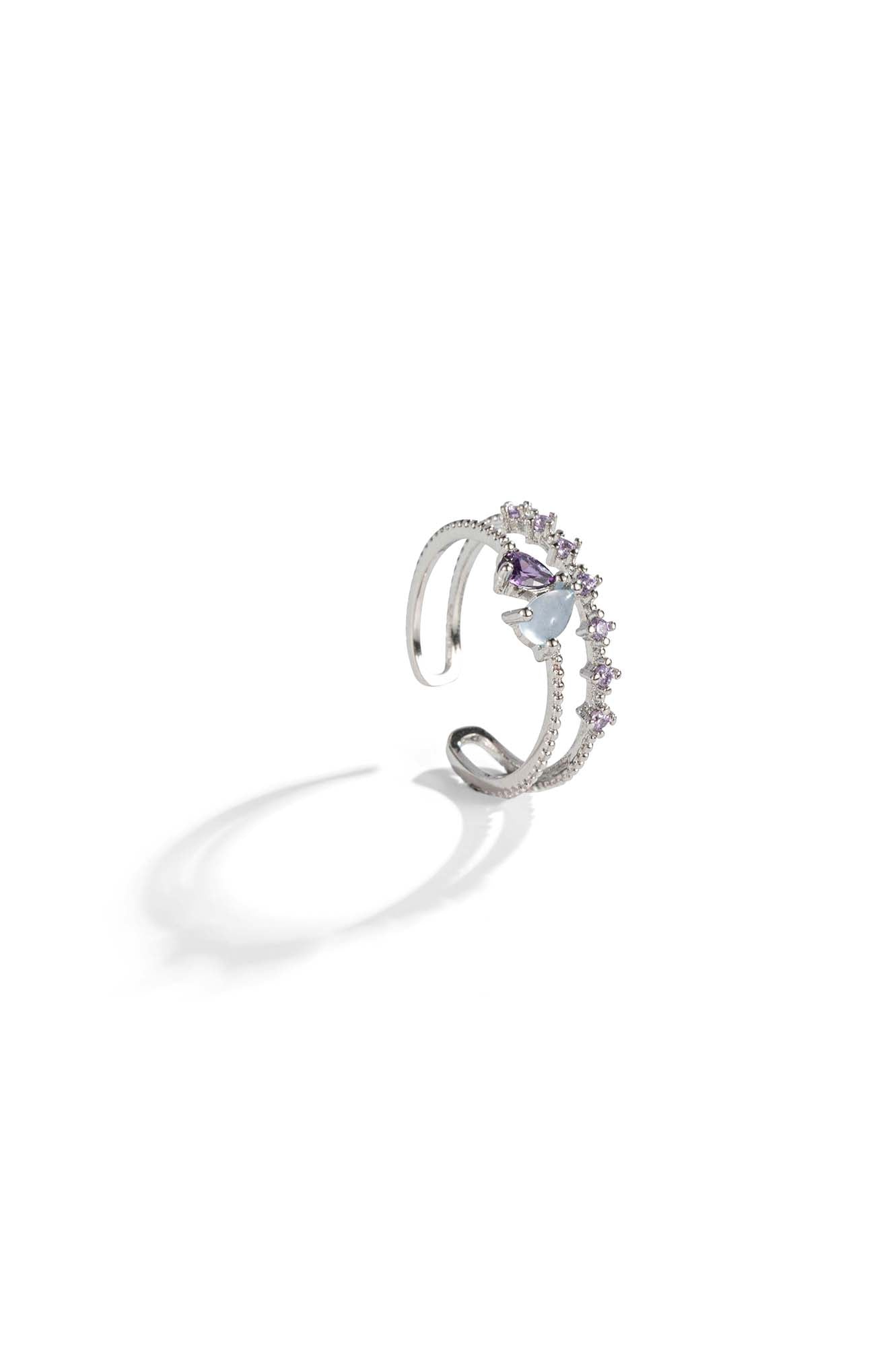 Two Tone Heart Adjustable Ring