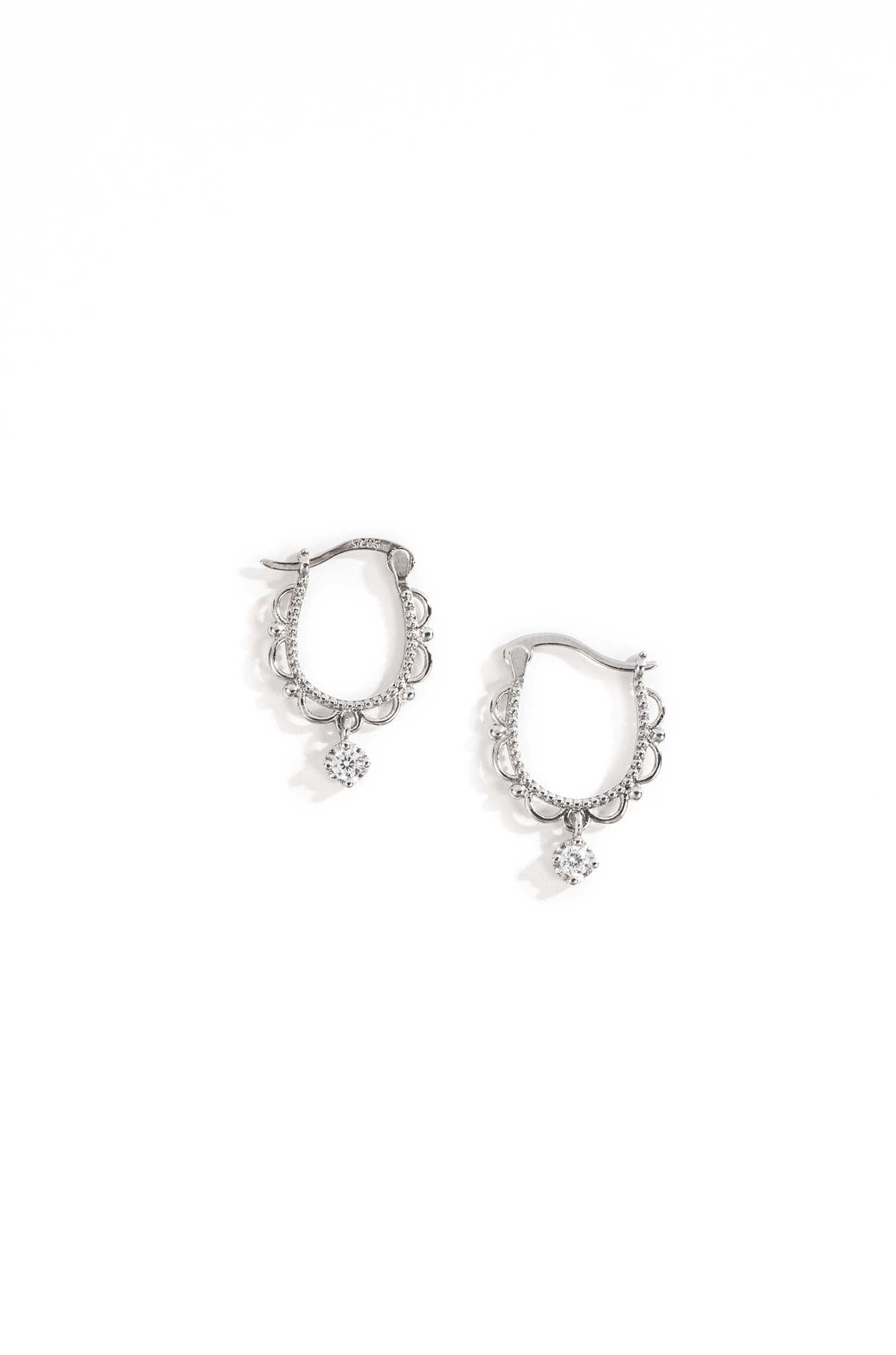 Silver Lace Huggie Earrings